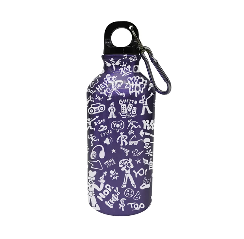 Botol Olahraga Stainless Steel Seni Jalanan Grafiti Ungu